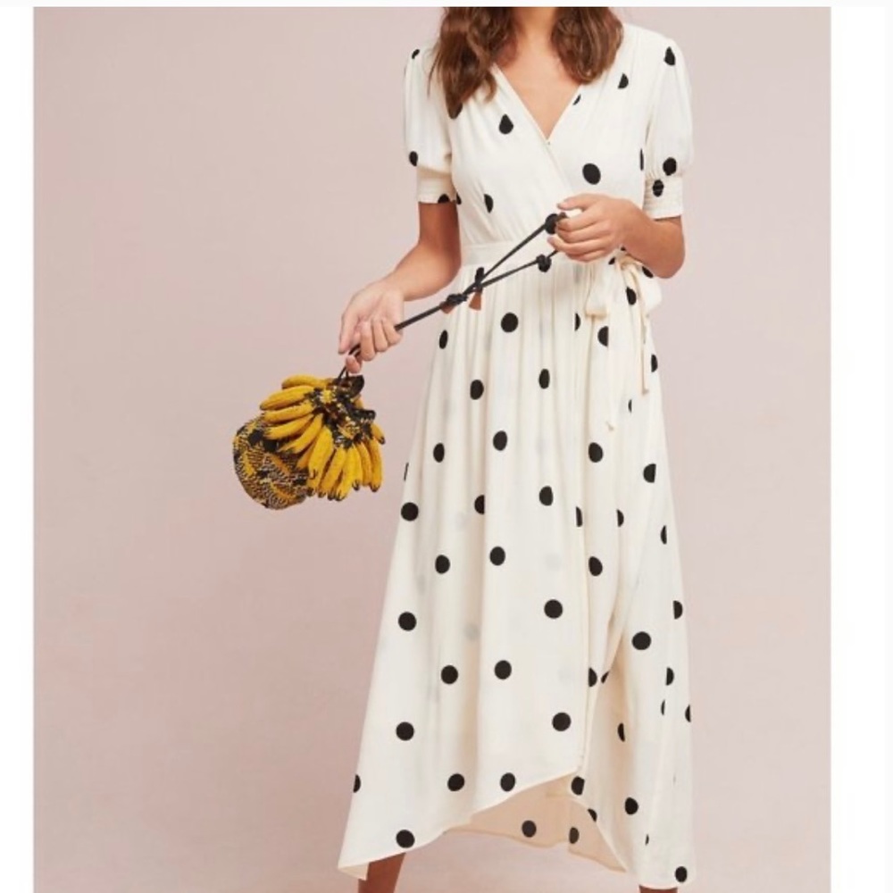 Anthropologie Maeve Breanna Polka Dot Wrap Dress Size 0.
